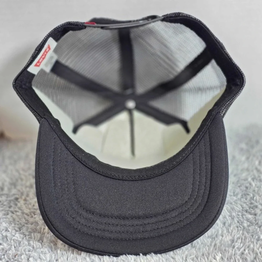 Levi's Silvertab Iconic Mesh Men's Trucker Adjustable Snapback Hat Cap Black NEW